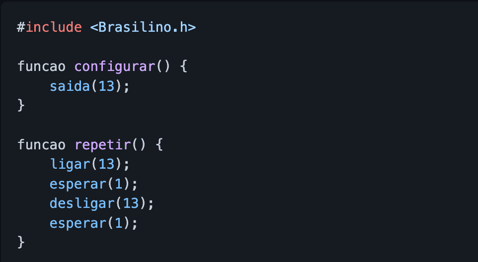 Brasilino, comandos Arduino em português